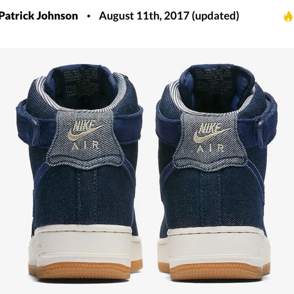 Nike RARE - Navy denim and Gum Sole air force one LIKE NEW - Picture 2 of 6